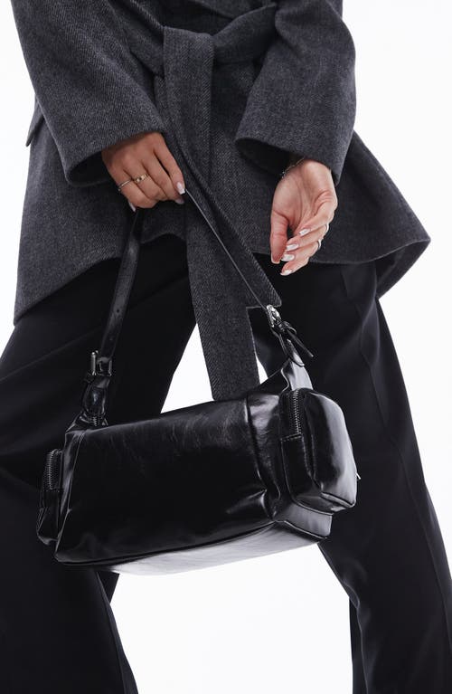 Topshop Saskia Pocket Shoulder Bag In Black In Black