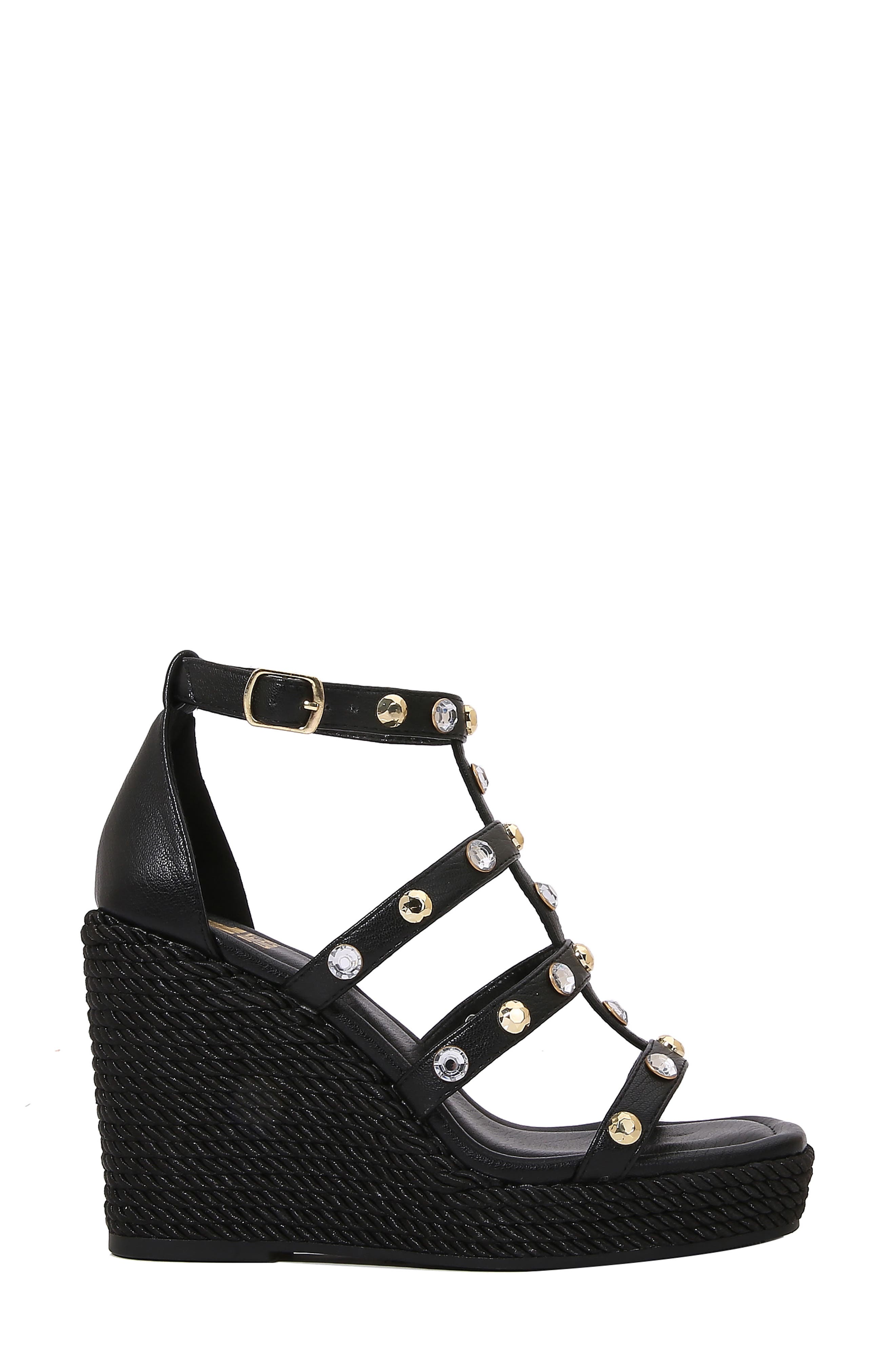 Panda Caged Platform Wedge Sandal, Alternate, color, BLACK