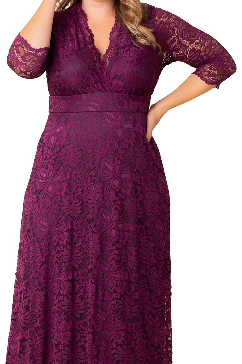 Maria Lace Evening Gown, Alternate, color, BERRY BLISS