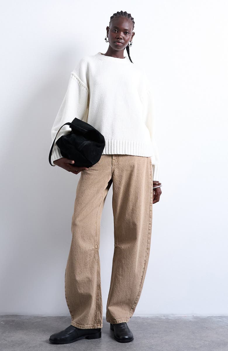 Topshop Exposed Seam Sweater, Alternate, color, White