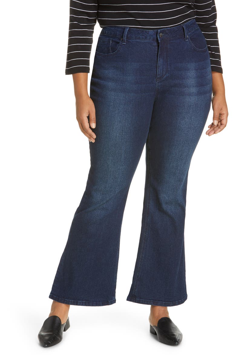 Dark Wash Flare Jeans, Main, color, DARK WASH