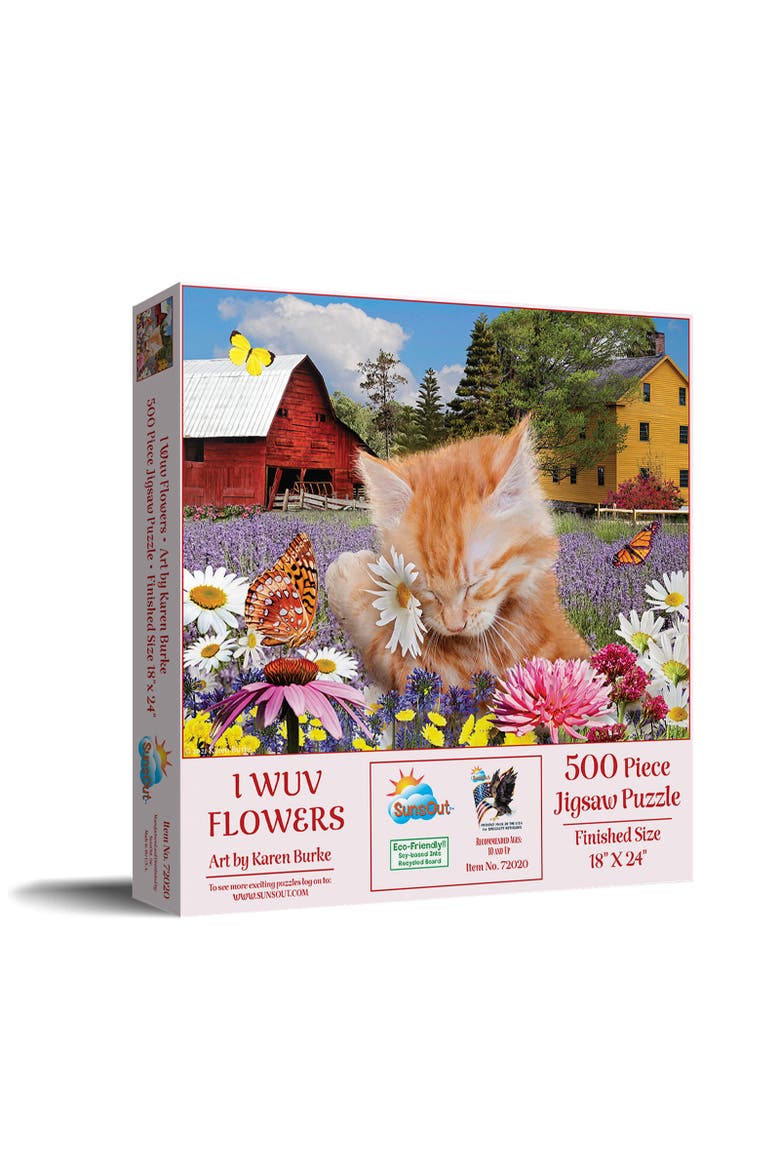 I Wuv Flowers 500 piece Jigsaw Puzzle for Adults, Main, color, Multicolor
