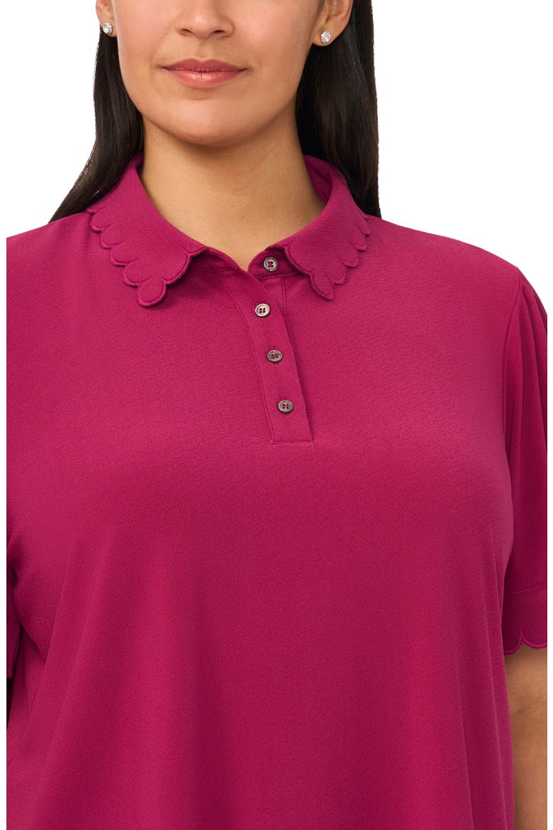 Scallop Trim Puff Sleeve Polo, Alternate, color, VIVID PLUM