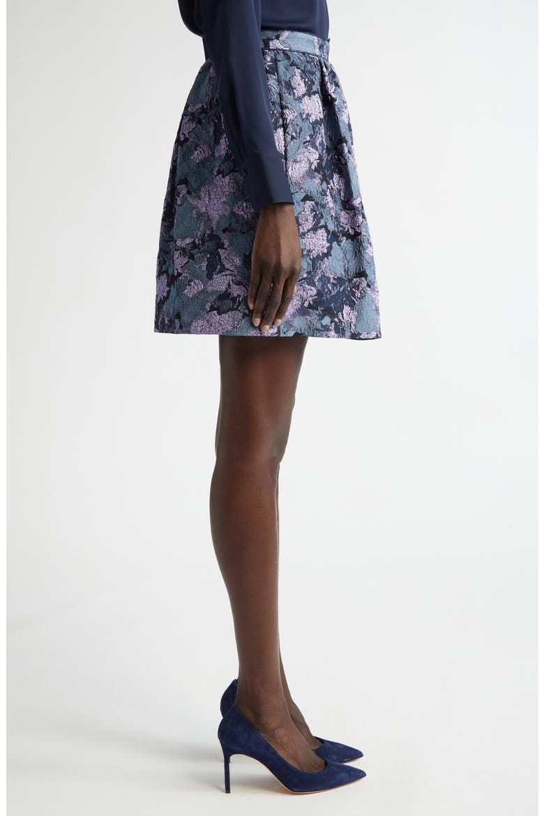 Floral Metallic Gaufre Miniskirt, Alternate, color, MIDNIGHT LUREX MULTI