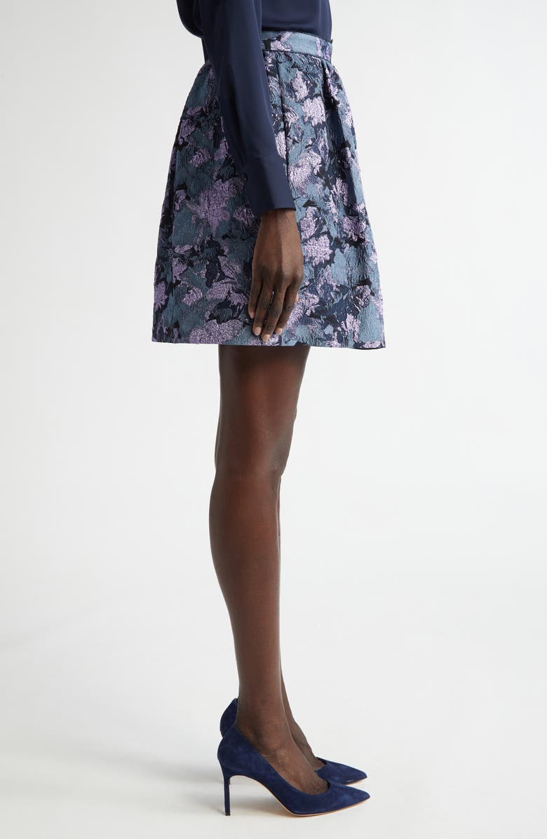 ST. JOHN Floral Metallic Gaufre Miniskirt, Alternate, color,