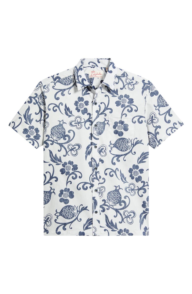 Kahala Ginger Pareau Short Sleeve Cotton Button-Down Shirt, Main, color, White