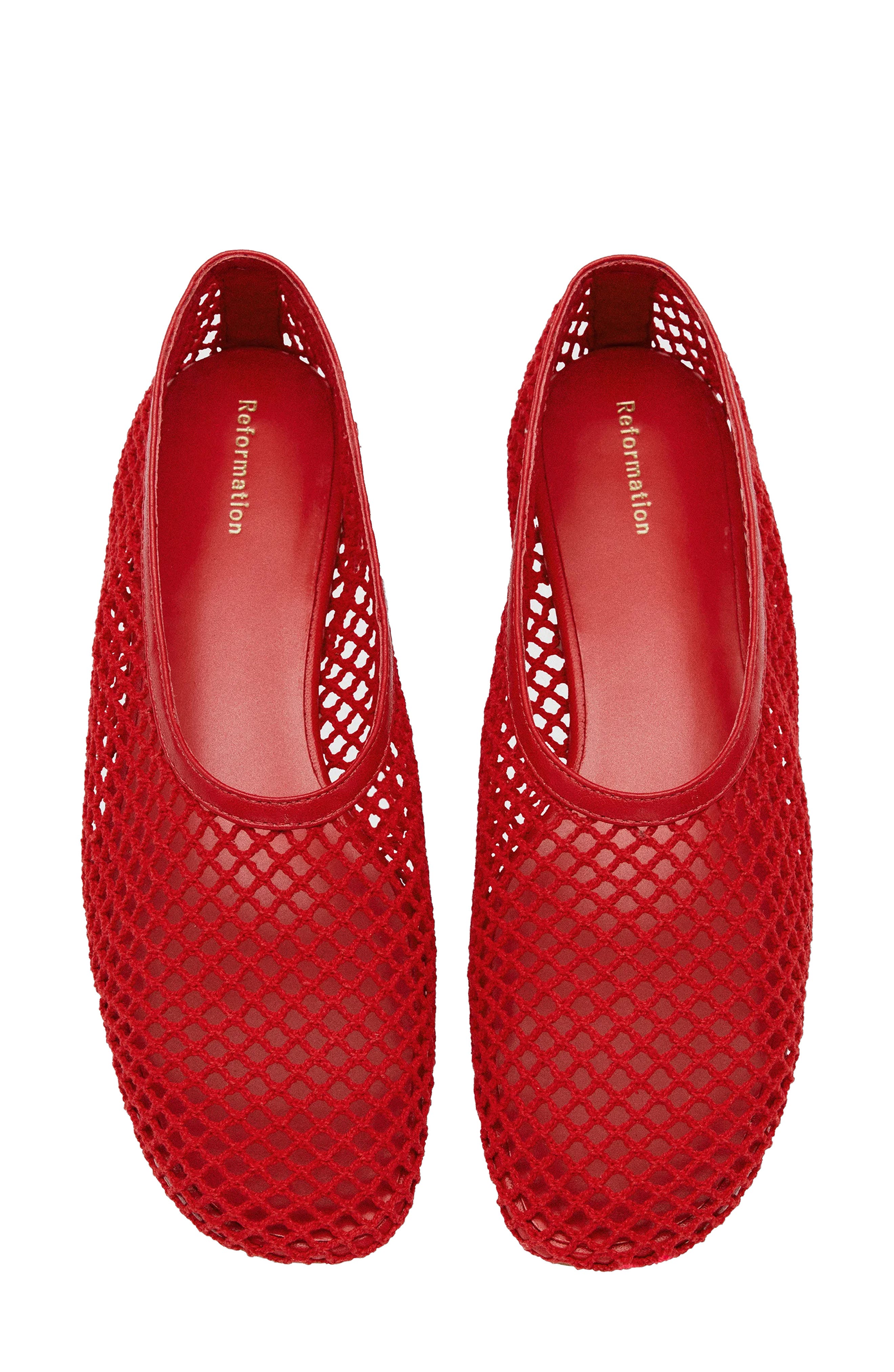 Reformation Britt Mesh Ballet Flat, Alternate, color, Lipstick Crochet