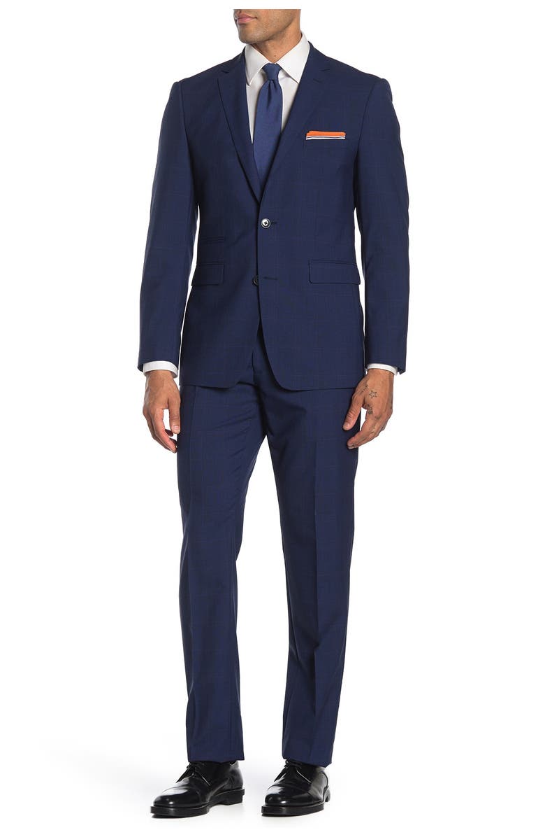 Vince Camuto Navy Plaid Slim Fit 2-Piece Suit, Main, color, 