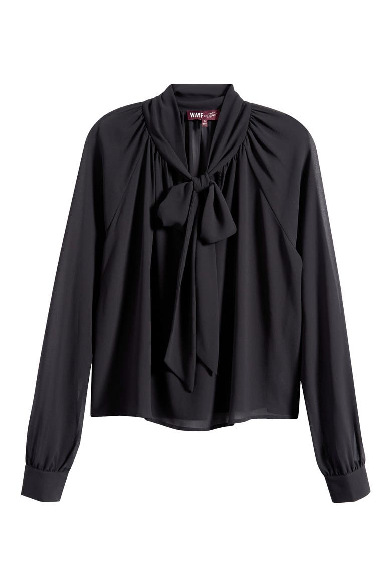 x Sara Walker Bow Georgette Blouse, Alternate, color, BLACK