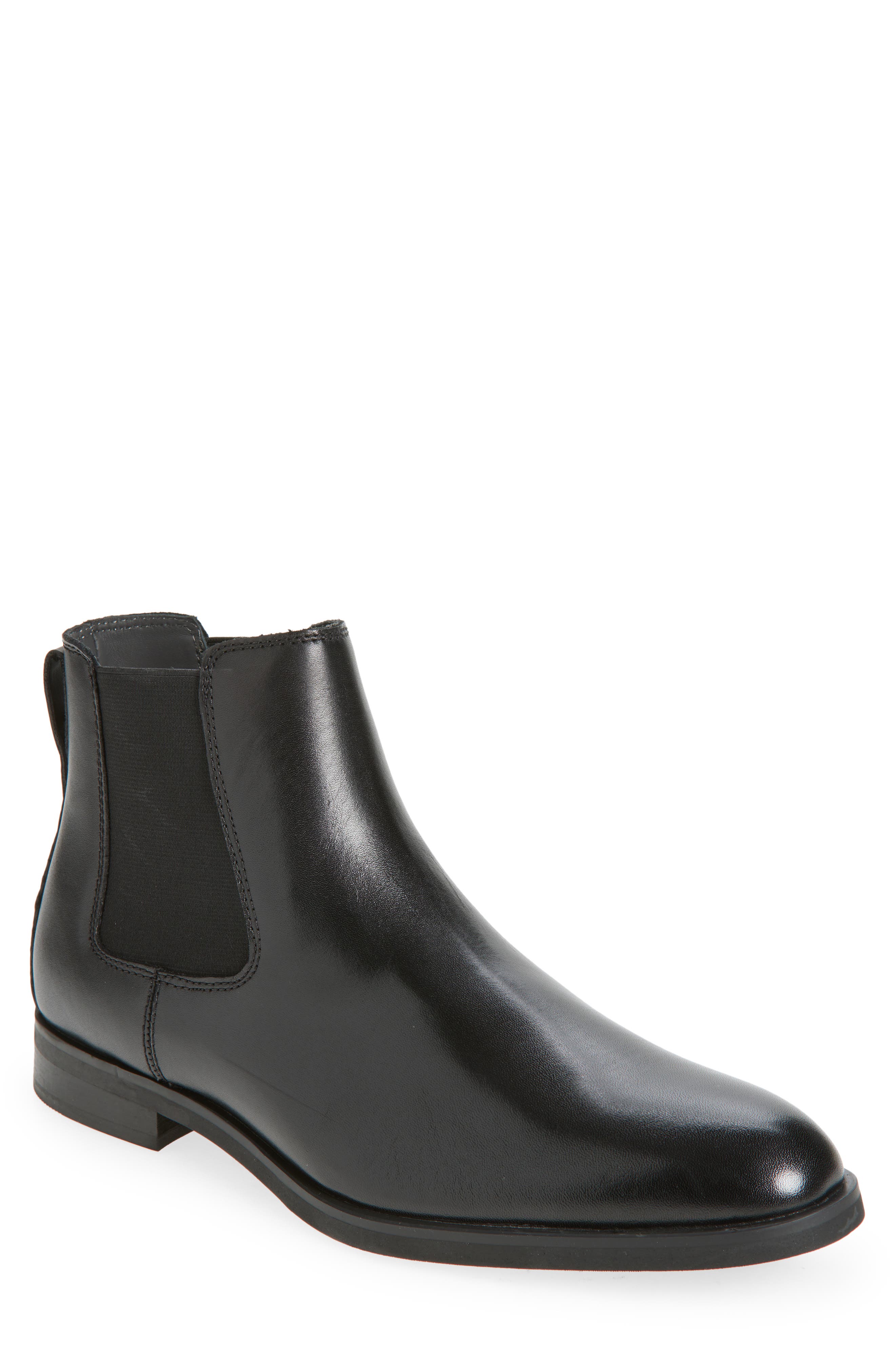 Nordstrom Elijah Polished Leather Chelsea Boot, Main, color, Black