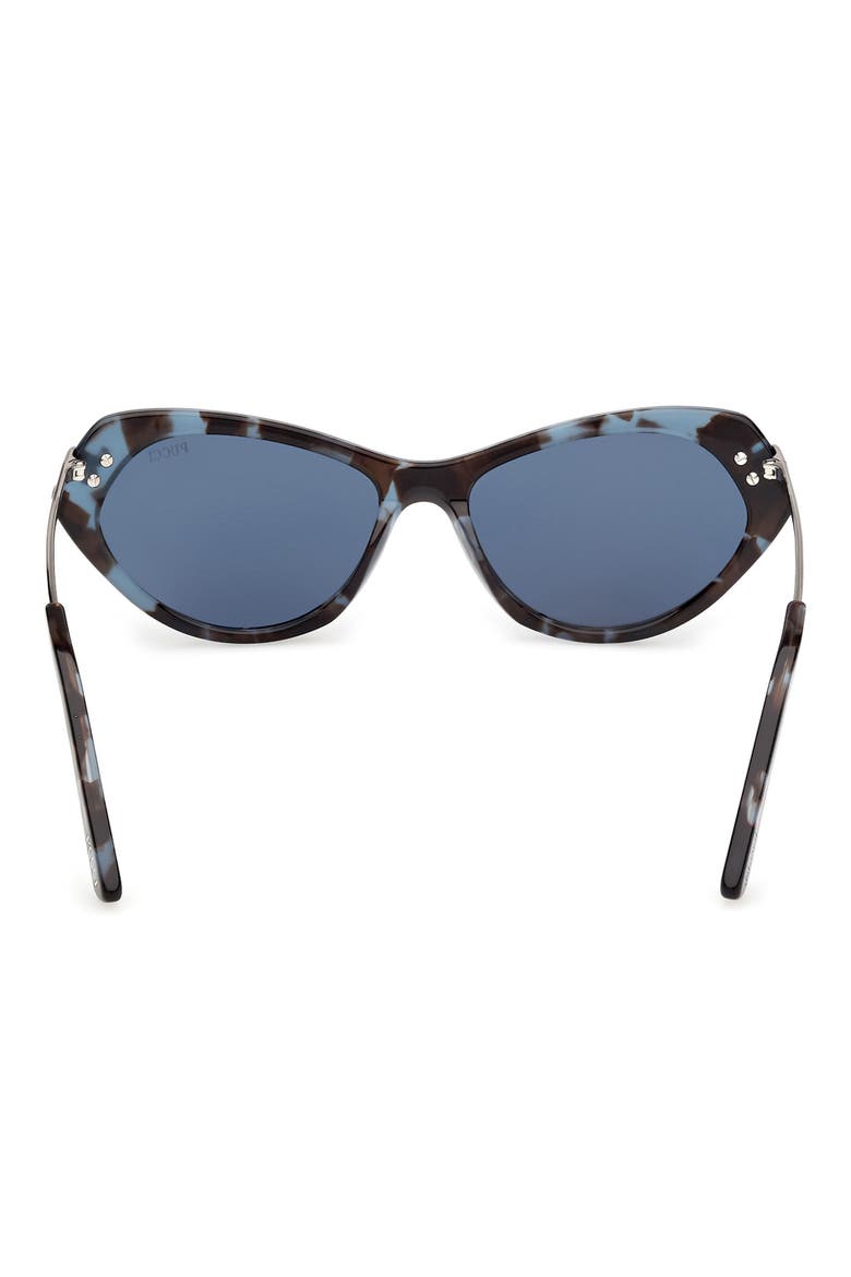 56mm Geometric Sunglasses, Alternate, color, BLUE HAVANA / FISHTAIL LOGO
