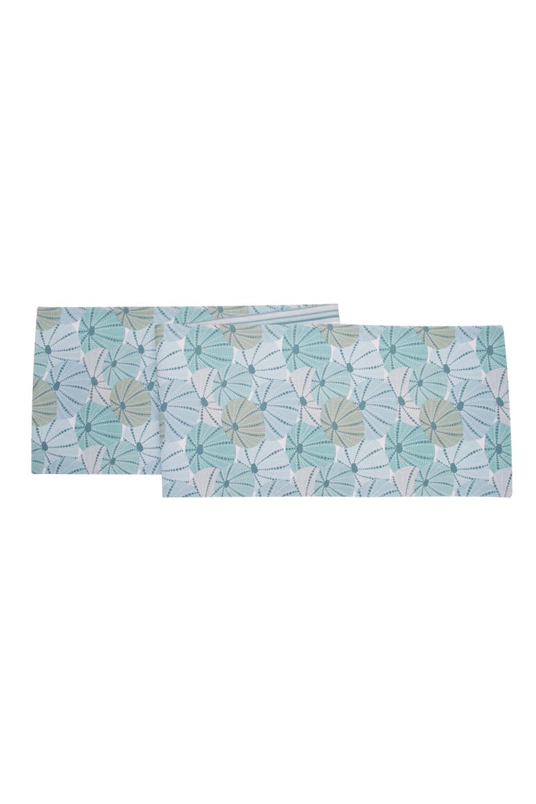 Sea Urchin Shores Reversible Graphic Print Machine Washable Table Runner 14" x 72", Main, color, Green