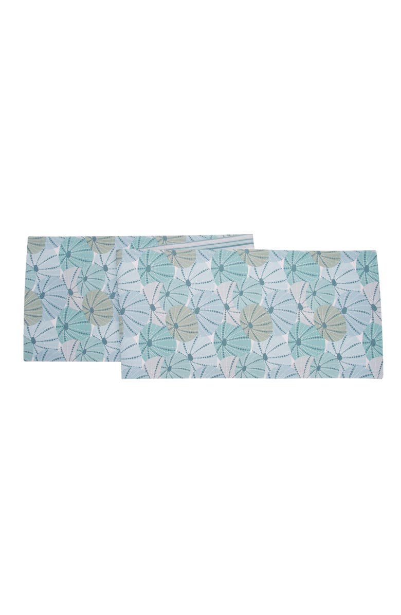 C&F Home Sea Urchin Shores Reversible Graphic Print Machine Washable Table Runner 14" x 72", Main, color, Green