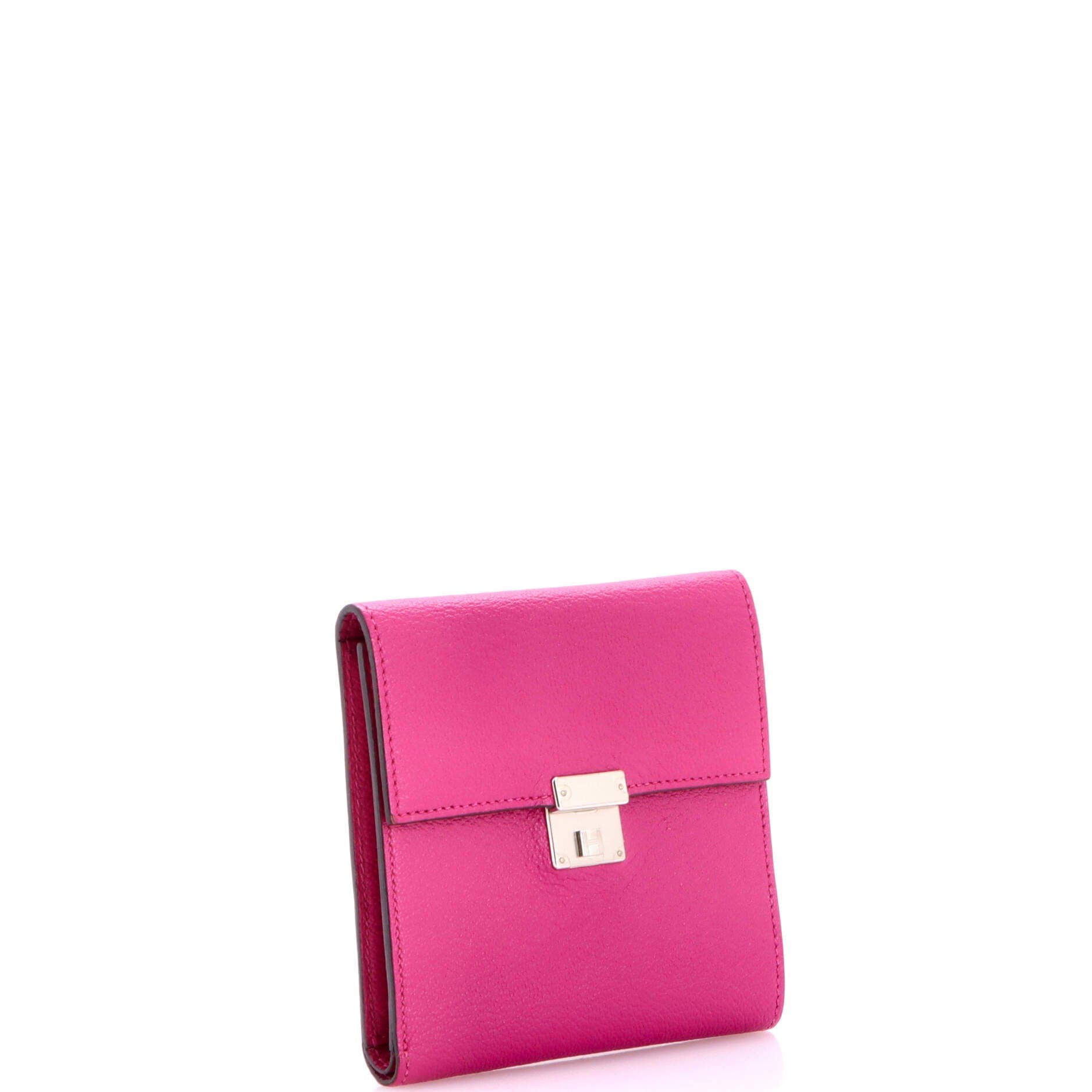 Pre-Owned Hermes Clic Wallet Chevre Mysore 12, Alternate, color, Rose Pourpre