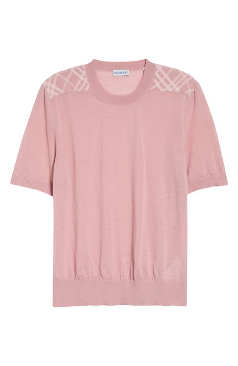 Winnie Check Trim Wool & Silk Sweater