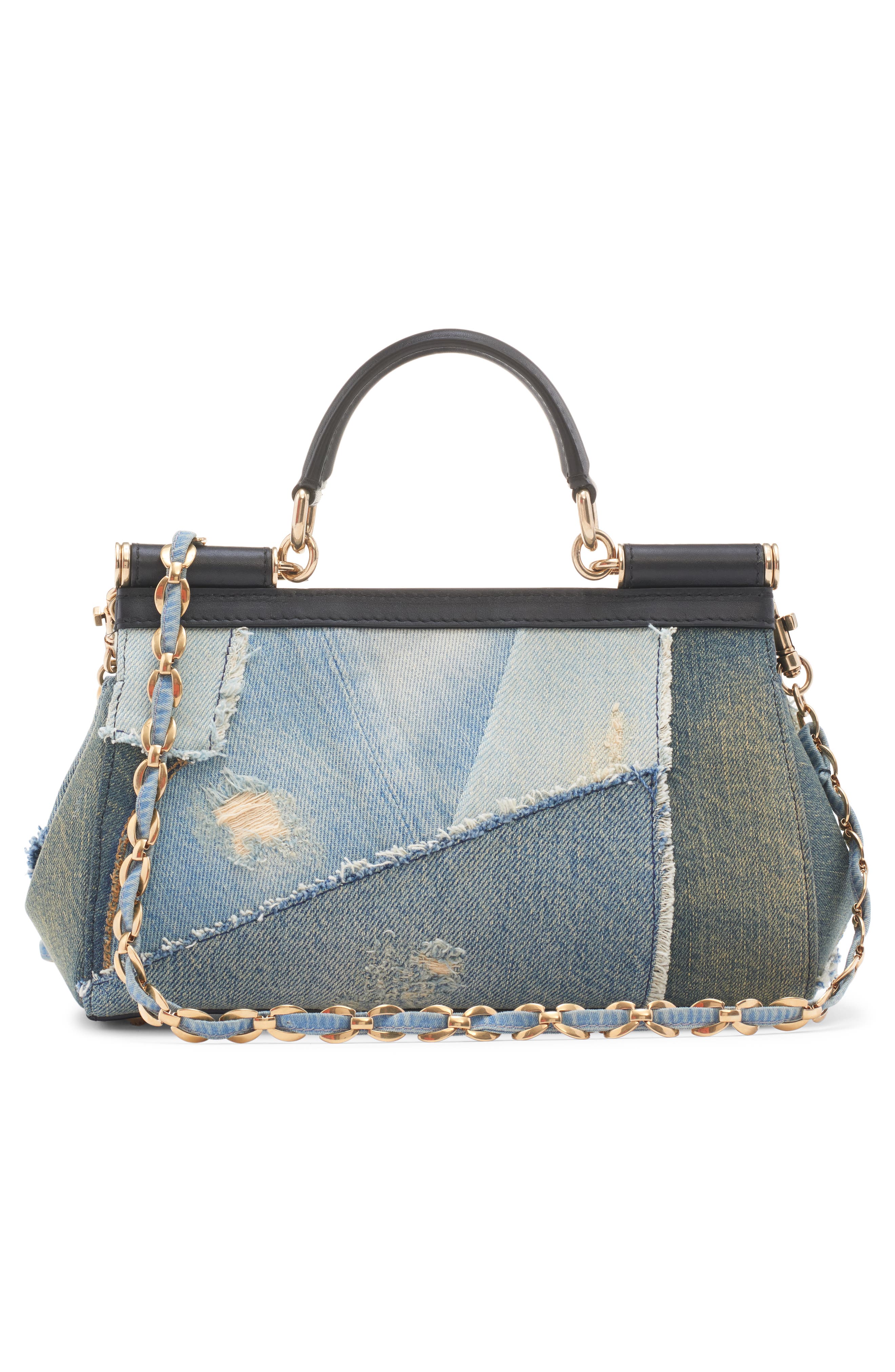 Dolce&Gabbana Medium Sicily East/West Patched Denim Satchel, Alternate, color, 