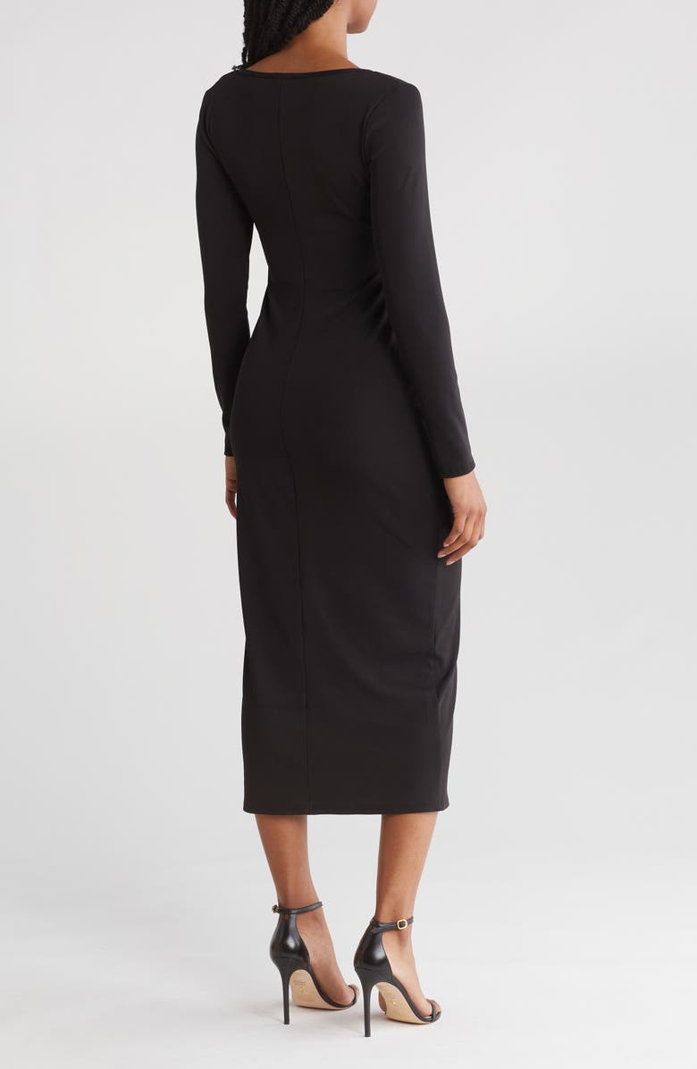 bebe Square Neck Long Sleeve Midi Dress, Alternate, color, 