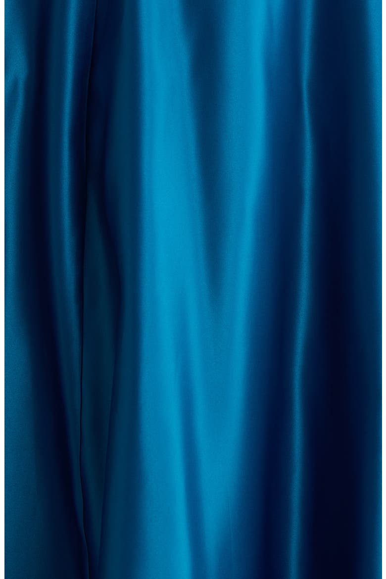 Rhinestone Button Cuff Sleeve Mixed Media Gown, Alternate, color, PEACOCK