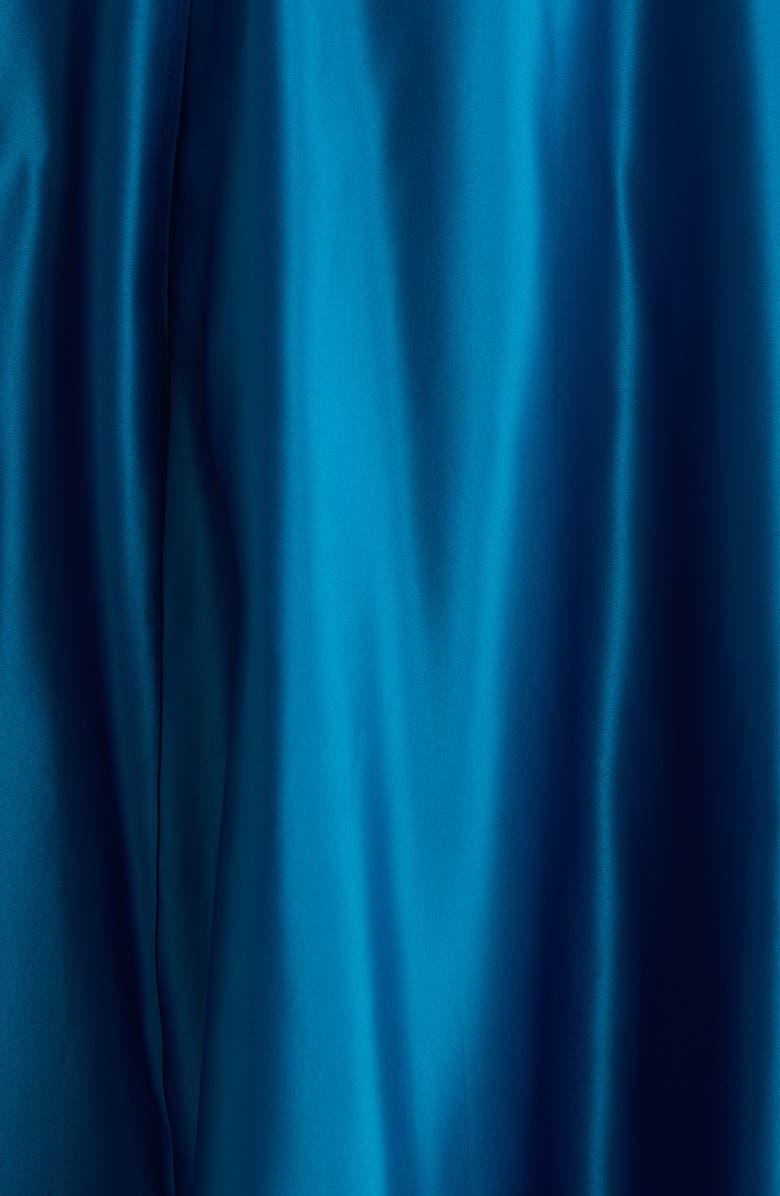Jessica Howard Rhinestone Button Cuff Sleeve Mixed Media Gown, Alternate, color, Peacock