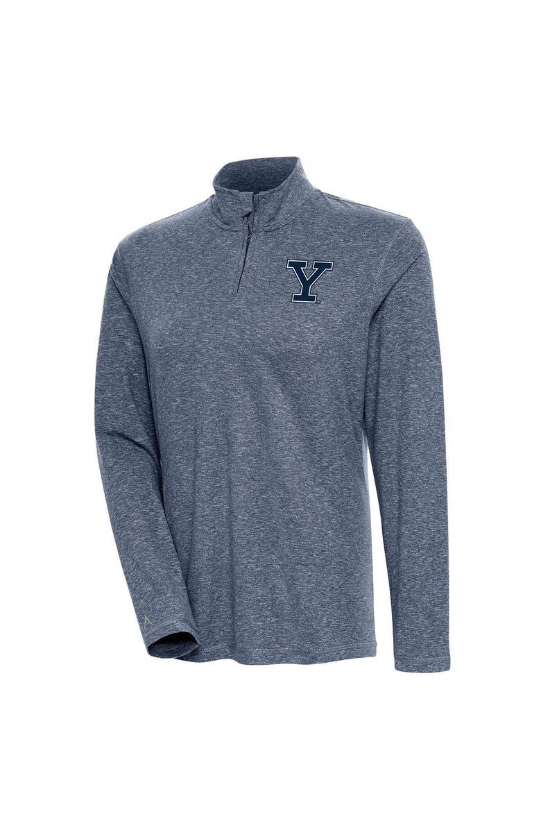 ANTIGUA Women's Antigua  Heather Navy Yale Bulldogs Confront Quarter-Zip Pullover Top, Main, color, 