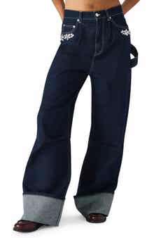 Steve Madden Bobbie Rhinestone Detail Carpenter Jeans