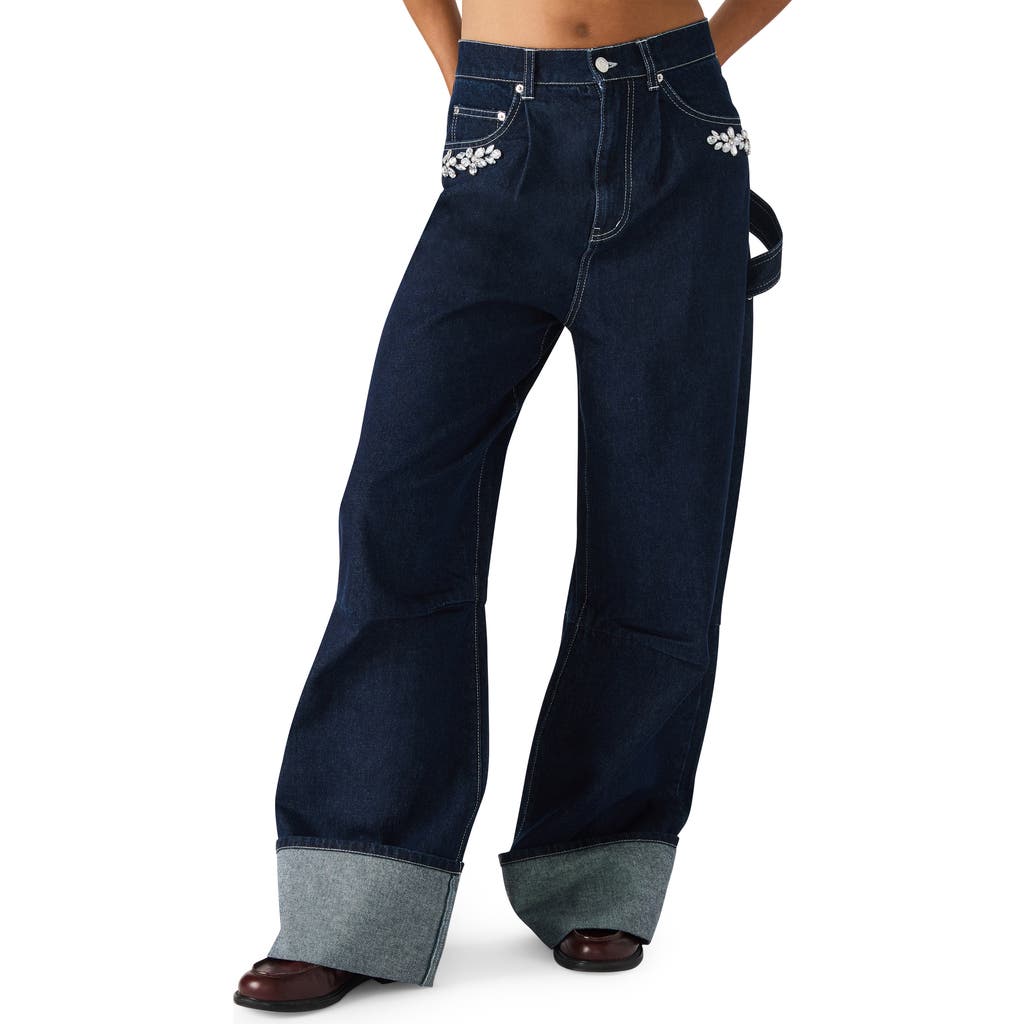 Steve Madden Bobbie Rhinestone Detail Carpenter Jeans In Blue
