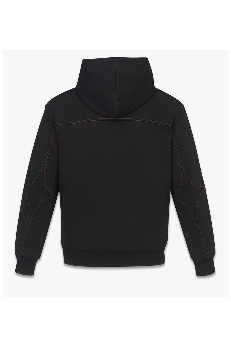 Logo Stitch Ponte Hoodie, Alternate, color, Black