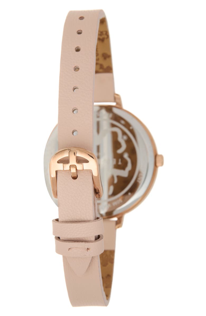 Ted Baker Daisen Crystal Faux Leather Strap Watch, 35mm, Alternate, color, Rose Gold