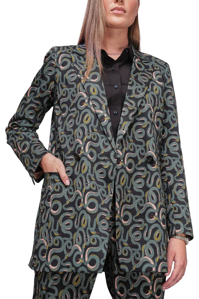 The Empower Double Breasted Blazer, Main, color, SERPENTINE BLACK