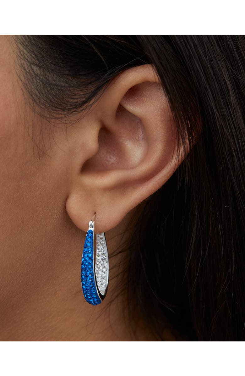 CRYSTALOGY Blue and Clear Crystal Inside Out Oval Hoop Earrings, Alternate, color, Blue