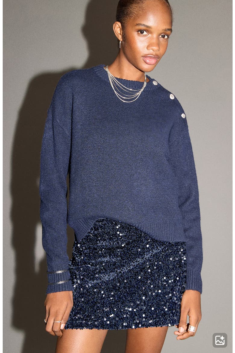 Sequin Miniskirt, Alternate, color, NAVY