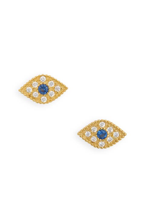 Cubic Zirconia Evil Eye Stud Earrings