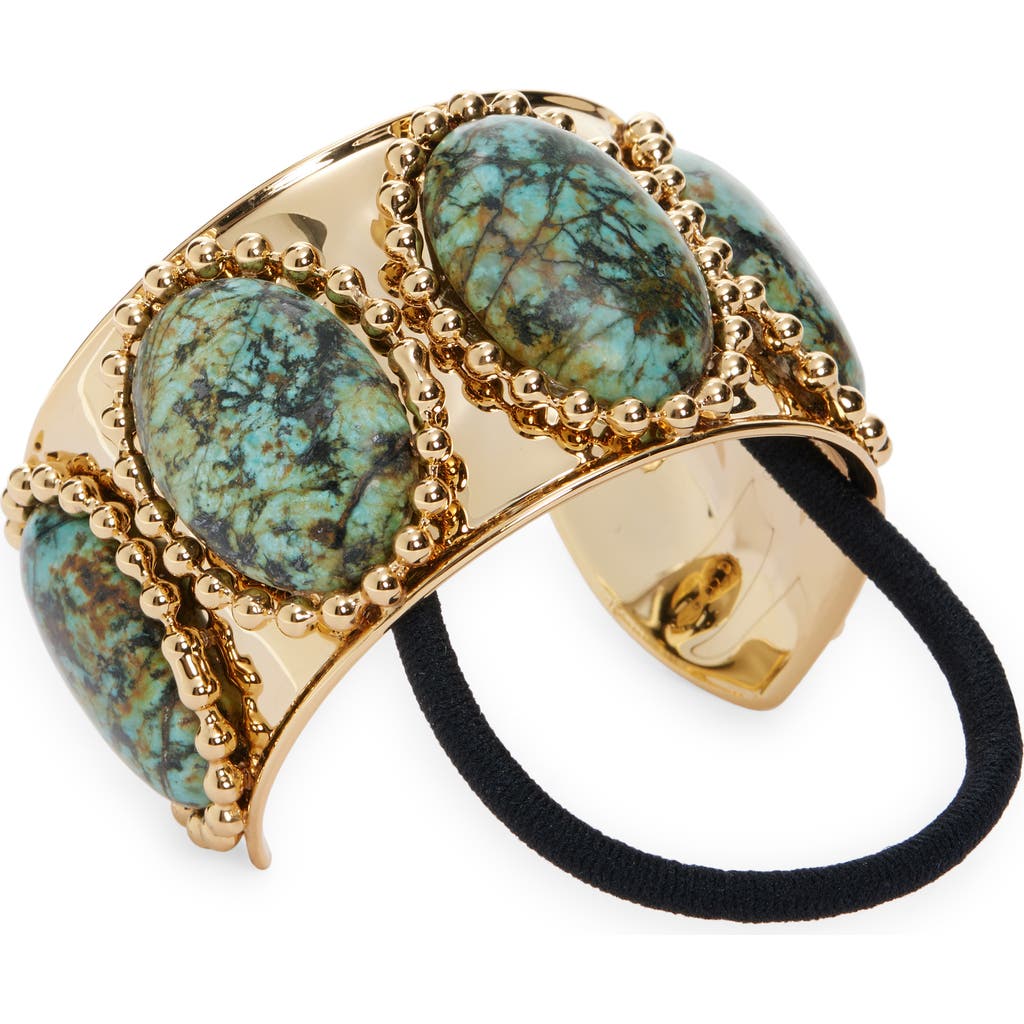 Lelet Ny Tera Turquoise Ballchain Wide Cuff Ponytail Holder