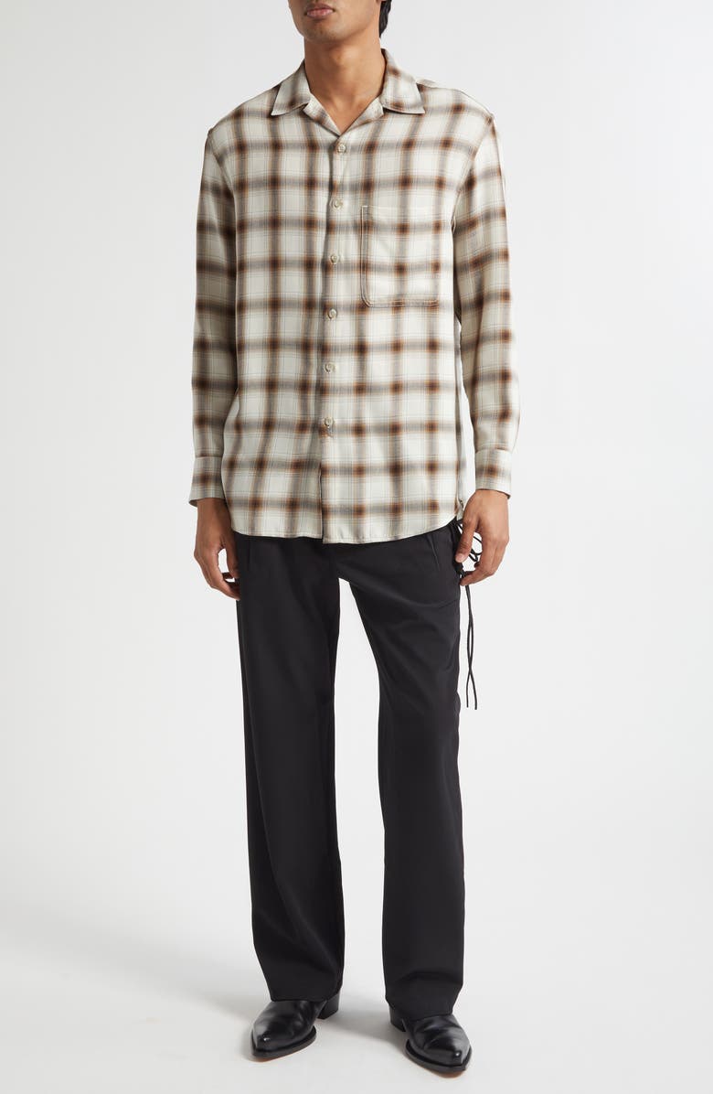 SONG FOR THE MUTE Oversize Plaid Button-Up Shirt, Alternate, color, White