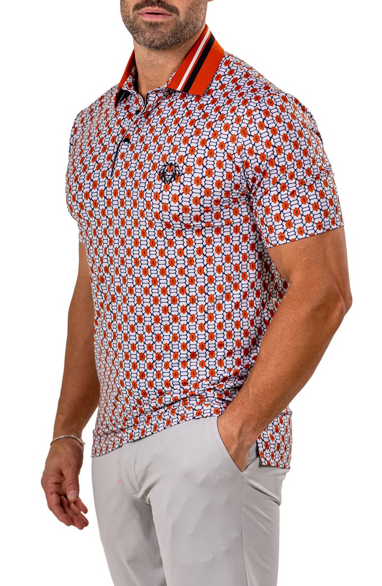 Maceoo Marthyr0027 Red Geo Print Golf Polo, Alternate, color, 