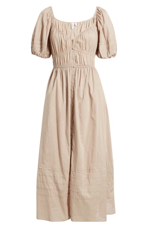 & Other Stories Pleat Detail Cotton Dress In Mole Medium Dusty