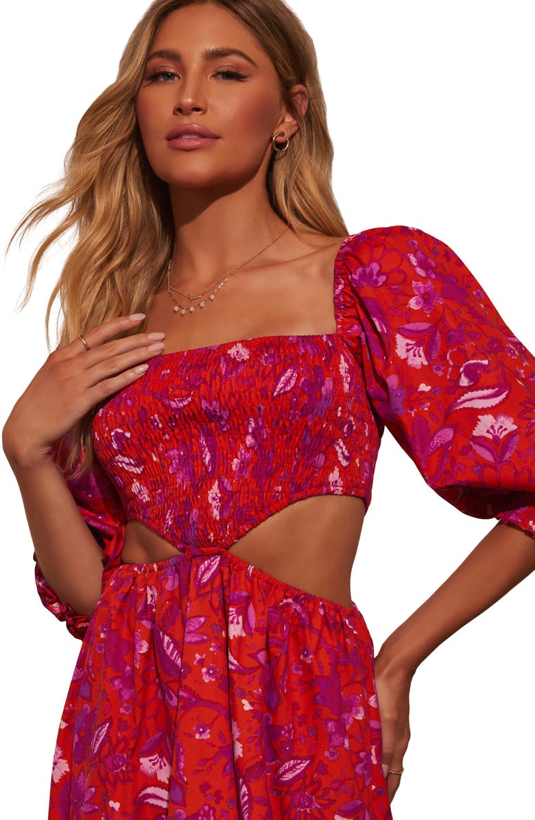 VICI Collection Iris Floral Print Puff Sleeve Dress, Alternate, color, 