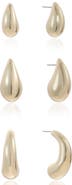 Ettika Set of 3 Domed Hoop Earrings