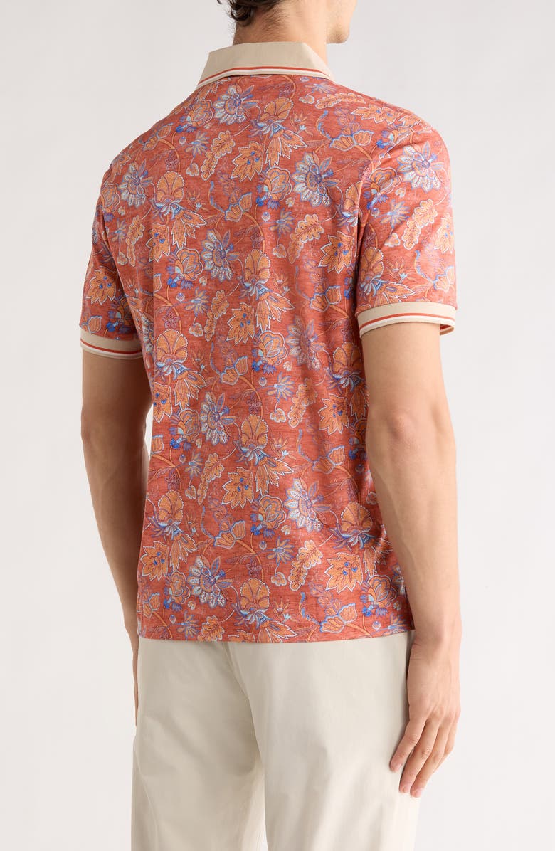 Bugatchi Print Pima Cotton Knit Polo, Alternate, color, Paprika