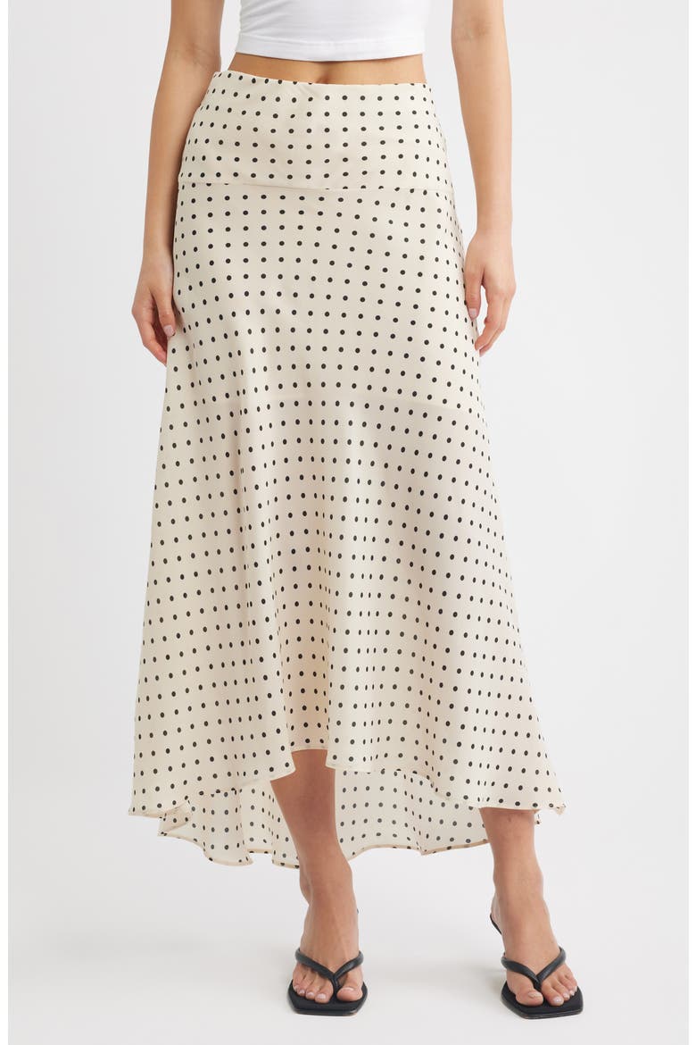 Flippy Polka Dot High-Low Skirt, Main, color, ECRU