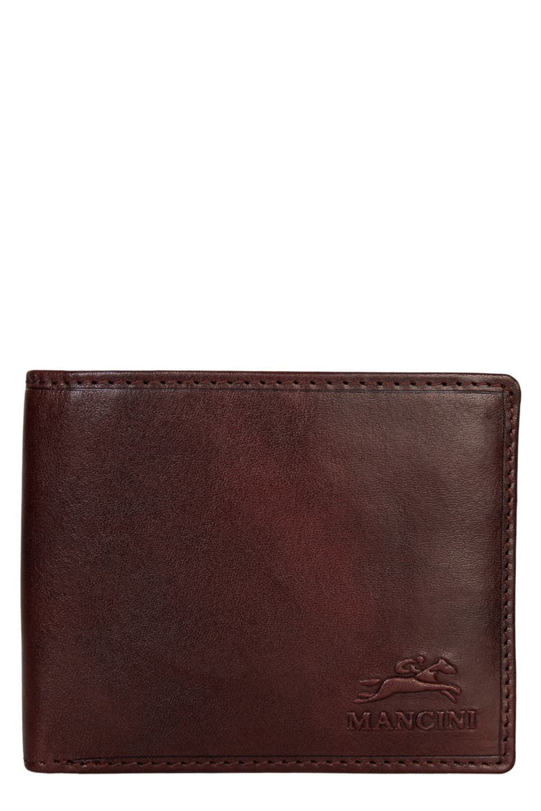 RFID Secure Leather Left Wing Wallet, Main, color, BROWN