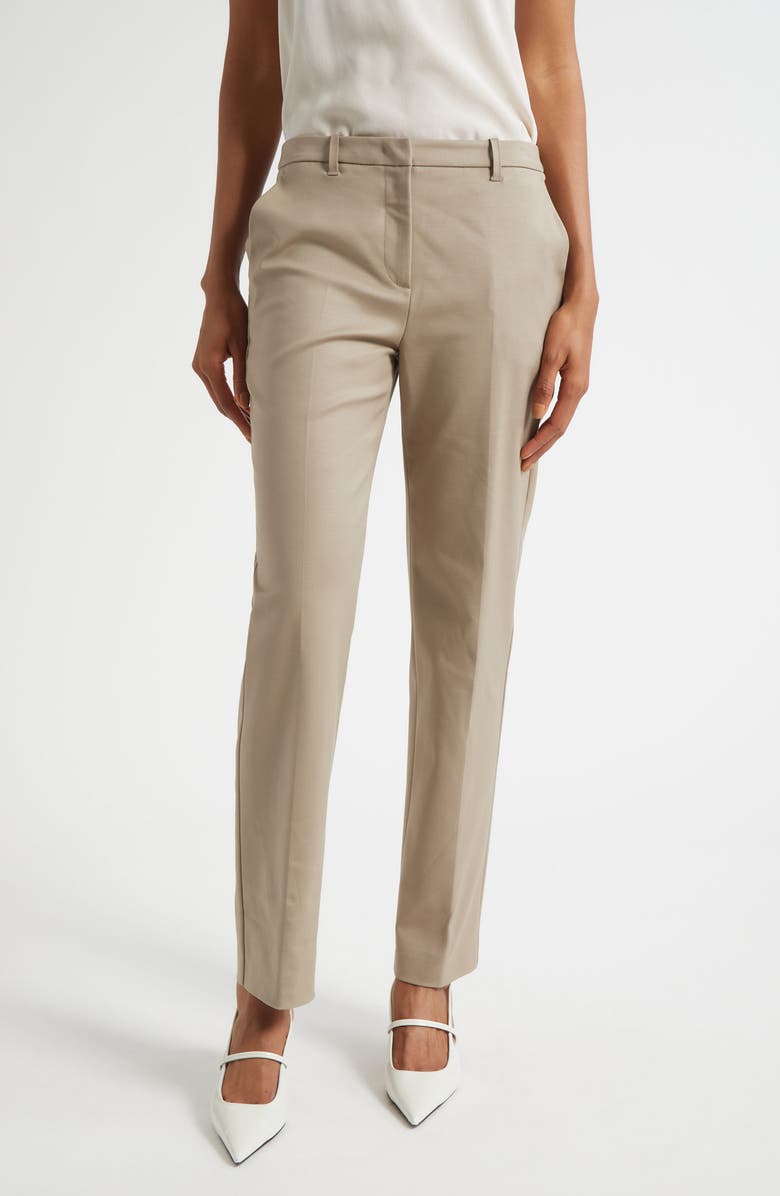 Emporio Armani Stretch Cotton Blend Pants, Main, color, Sand