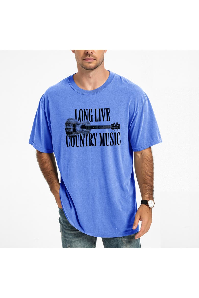 Long Live Country Music Garment Dyed T-Shirt, Main, color, Flo Blue