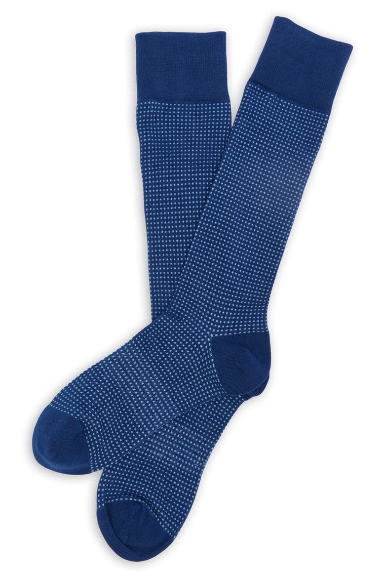 Birdseye Mid-Calf Premium Novelty Dress Socks, Alternate, color, POWDER BLUE / NAVY