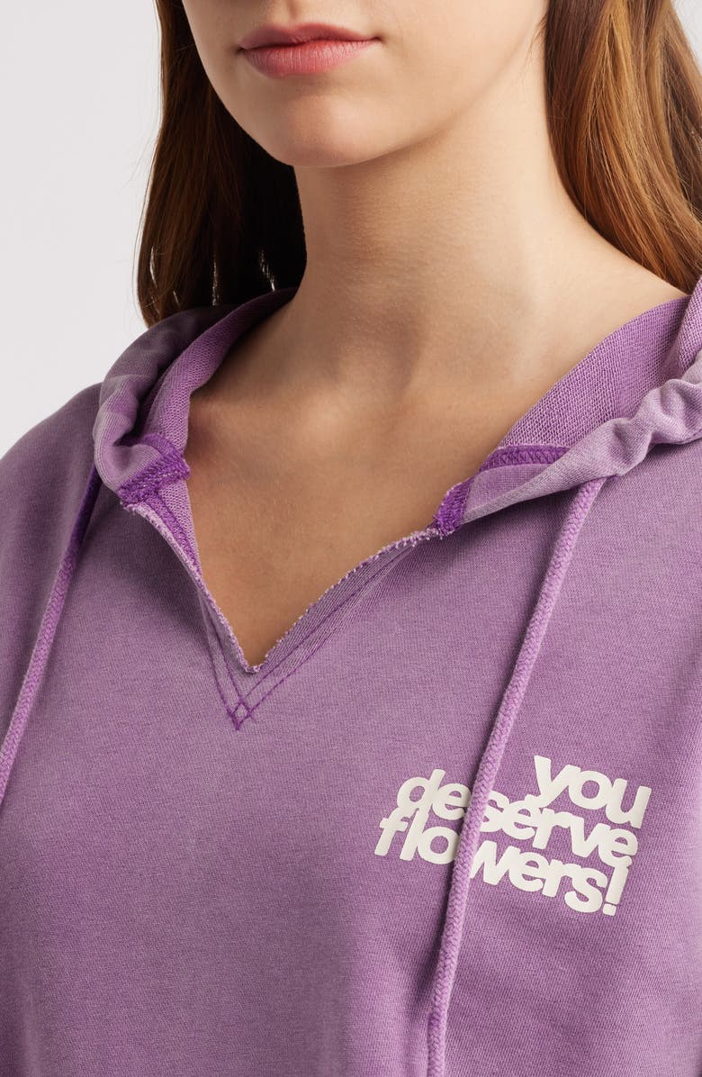THE MAYFAIR GROUP You Deserve Flowers French Terry Graphic Hoodie, Alternate, color, Purple