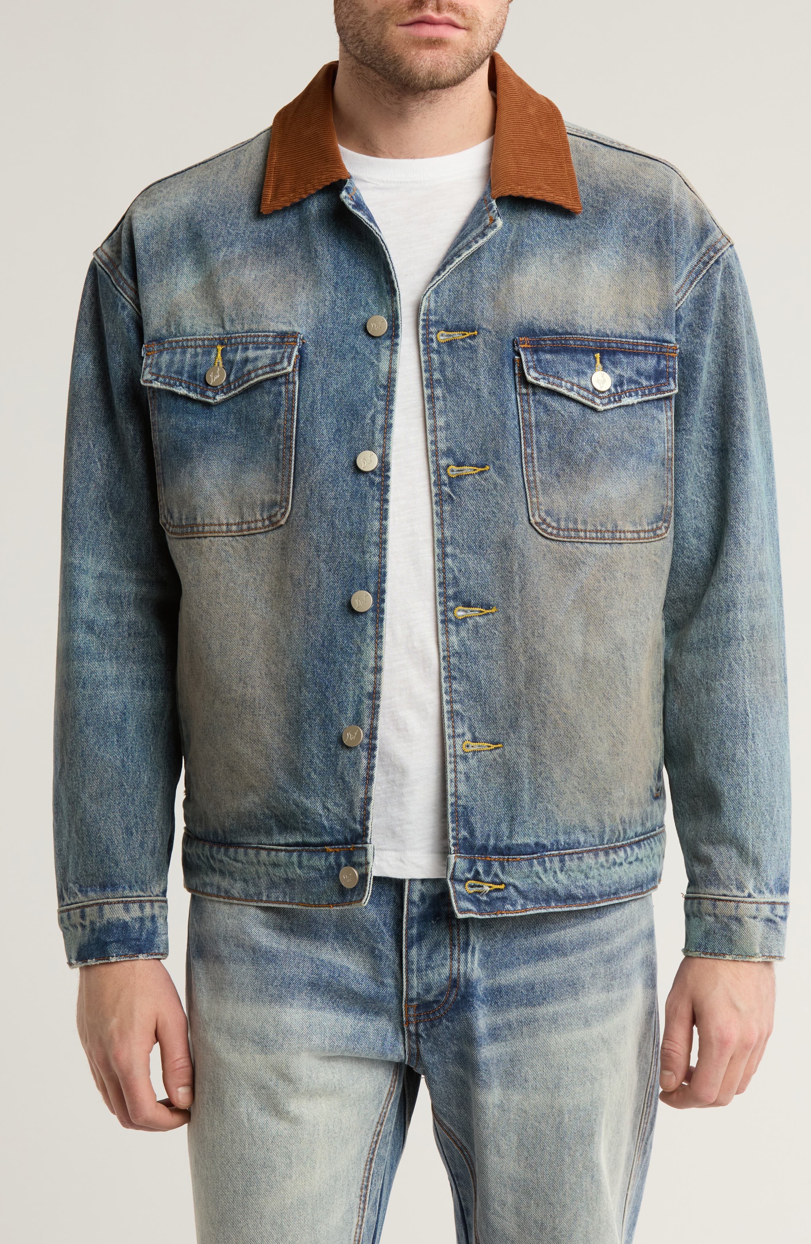 DIET STARTS MONDAY Hanson Corduroy Collar Denim Jacket