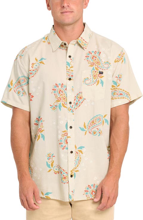 Sundays Short Sleeve Cotton Blend Button-Up Shirt