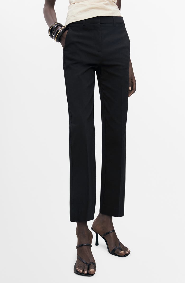 MANGO Ankle Straight Leg Pants, Main, color, Black
