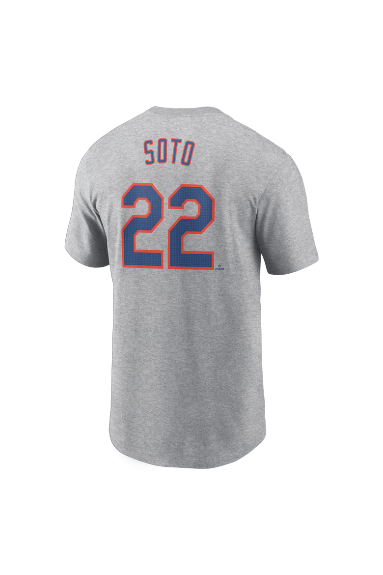 Men's Nike Juan Soto Heather Gray New York Mets Fuse Name & Number T-Shirt, Alternate, color, Heather Gray