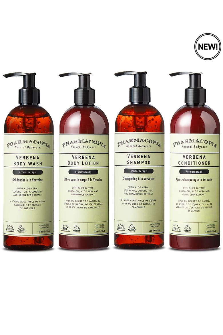 Verbena Essentials Bundle - Shampoo, Conditioner, Body Wash, Body Lotion, Main, color, White